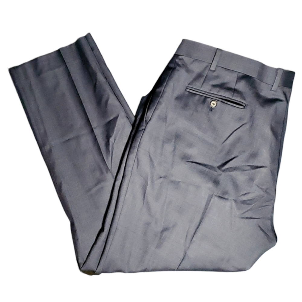 DKNY Men's 100% Wool Natural Dark Blue Dress Pants - W42 L30